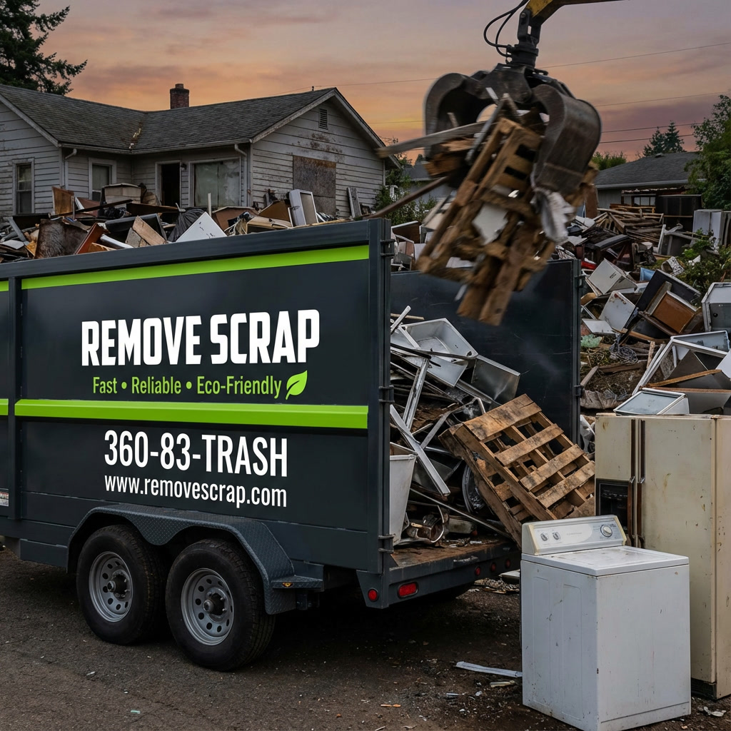 Construction debris removal with dump trailer service